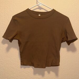 Fabletics Brown Ribbed Crop Top